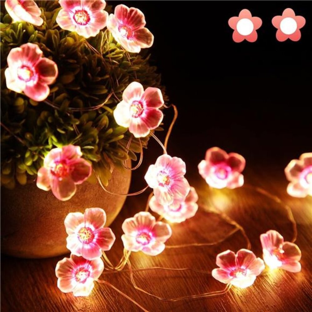 Cherry Blossom String Lights Pink Flower LED Fairy Lights Bedroom Party Decor